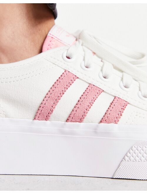 adidas Originals Nizza platform sneakers in white and pink
