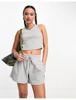 performance adidas Lounge ribbed tank top in gray