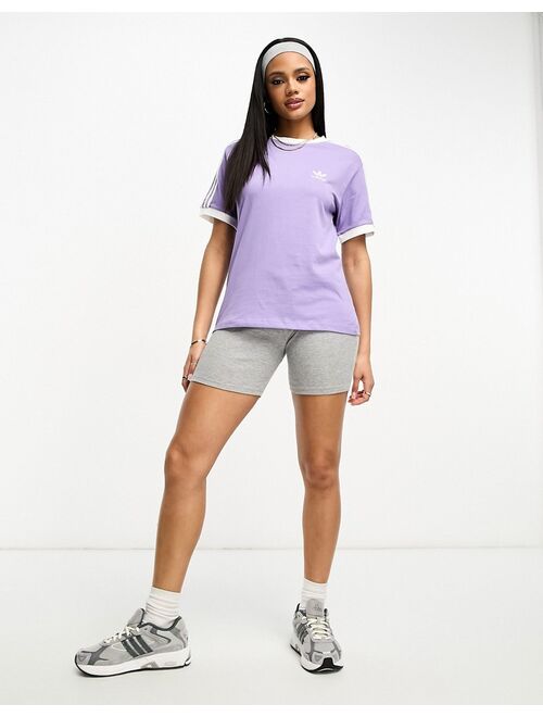adidas Originals three stripe t-shirt in lilac
