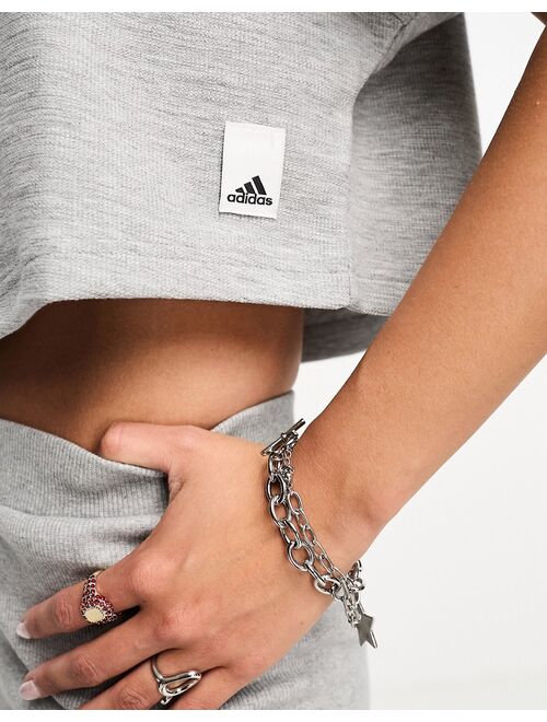 adidas performance adidas Lounge cropped t-shirt in gray