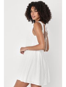 Charming Perfection White Tie-Back Mini Shift Dress
