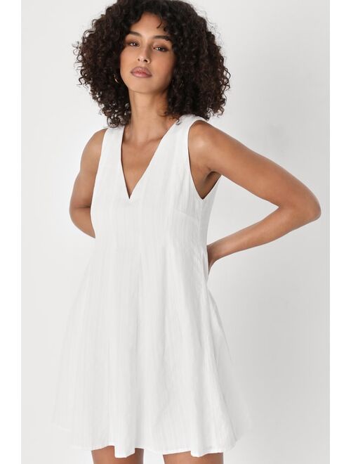 Lulus Charming Perfection White Tie-Back Mini Shift Dress