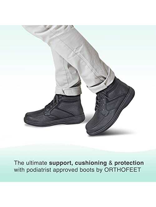Orthofeet Innovative Orthopedic Boots for Men - Ideal for Plantar Fasciitis, Foot & Heel Pain Relief. Arch Support Slippers, Arch Booster, Cushioning Ergonomic Sole & Ext