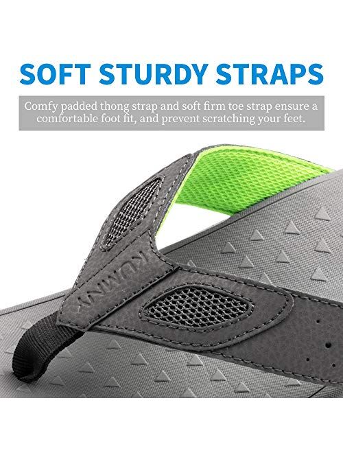 KUMNY Mens Sandals with Arch Support Orthotic Flip Flops for Plantar Fasciitis Flat Feet Indoor Outdoor Beach Slippers