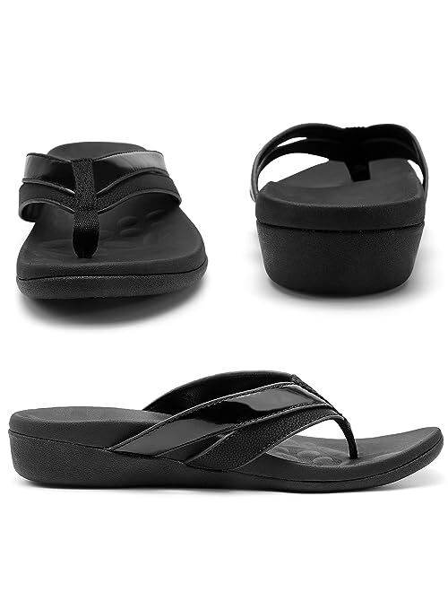 MEGNYA Women Orthopeic Sandals with Arch Support, Plantar Fasciitis Flip Flops for Flat Feet, Comfortable Cushioned Foam Slipeper for Outdoor Beach
