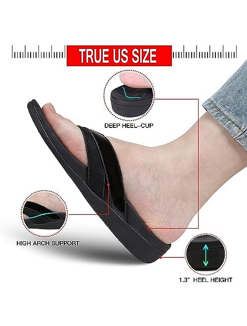 MEGNYA Women Orthopeic Sandals with Arch Support, Plantar Fasciitis Flip Flops for Flat Feet, Comfortable Cushioned Foam Slipeper for Outdoor Beach