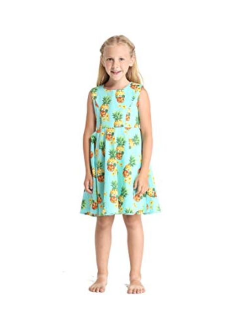 Hawaii Hangover Girl Hawaiian Vintage Fit and Flare Dress in Halloween Pineapple Skull in Turquoise