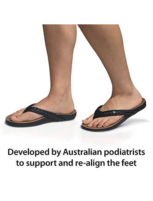 Footlogics Zullaz Xanthe Orthotic Flip Flops for Women, Stylish & Elegant Orthopedic Sandals with Biomechanical Arch Support