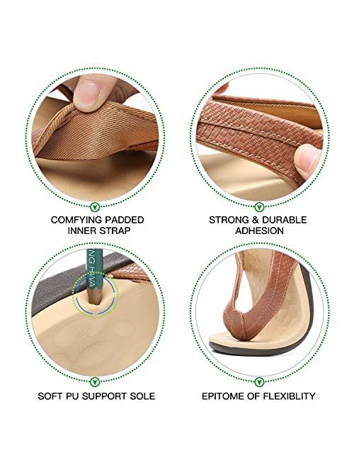MEGNYA Comfortable Walking Flip Flops Women, Orthopedic Sandals with Arch Support, Flat Feet Pain Relief Sandals