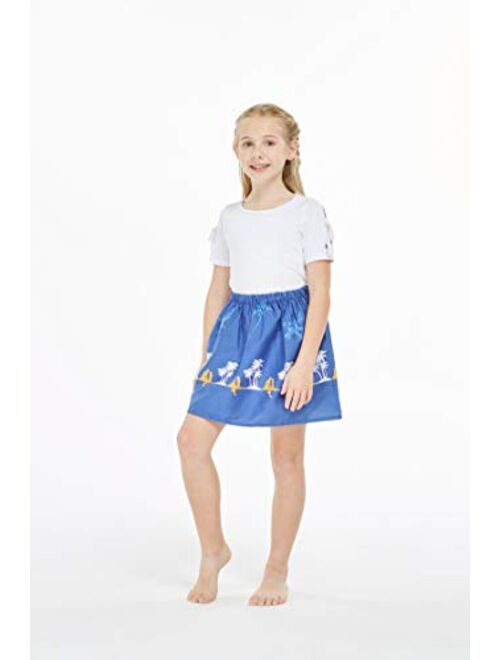 Hawaii Hangover Girl Print Skirt with Elastic Waist in Diamond Head with Palms in Navy