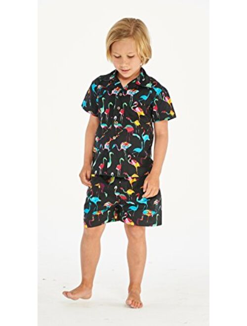 Hawaii Hangover Boy Aloha Luau Shirt Cabana Set in Vintage Tropical Toile