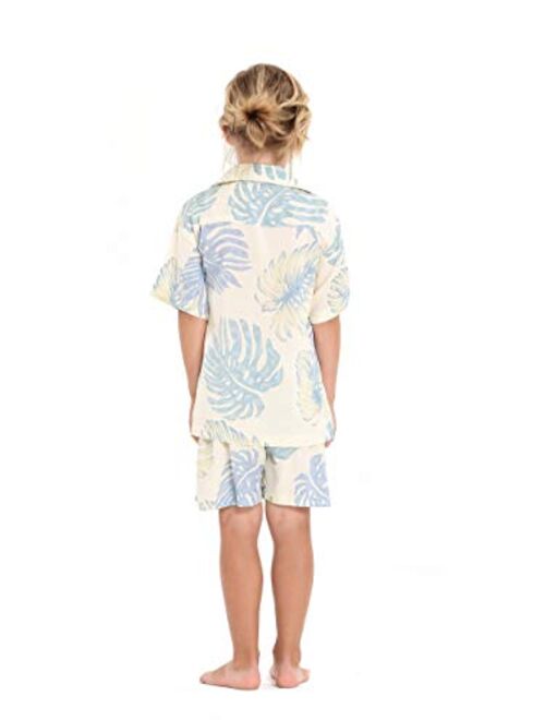 Hawaii Hangover Boy Hawaiian Shirt or Cabana Set in Palm Leaves in Cream