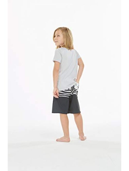 Hawaii Hangover Boy's Spandex Hawaiian Beach Board Shorts with Elastic Tie and Pocket in Classic Hibiscus Print