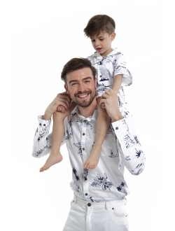 Hawaii Hangover Matching Father Son Hawaiian Luau Outfit Men Shirt Boy Shirt Shorts Classic White Flamingo