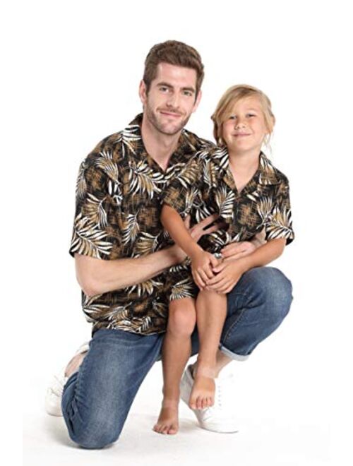 Hawaii Hangover Matching Hawaiian Luau Outfit Men Boy Shirts in Leaves in Black