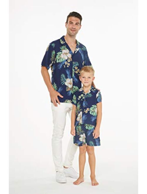Hawaii Hangover Matching Father Son Hawaiian Luau Outfit Men Shirt Boy Shirt Shorts Wispy Cereus