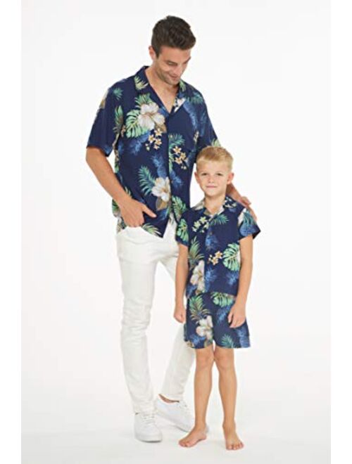 Hawaii Hangover Matching Father Son Hawaiian Luau Outfit Men Shirt Boy Shirt Shorts Wispy Cereus