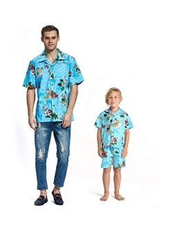 Hawaii Hangover Matching Father Son Hawaiian Luau Outfit Christmas Men Shirt Boy Shirt Shorts Red Santa Flamingo