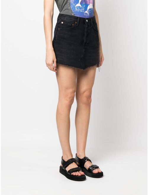 AGOLDE raw-cut hem denim skirt