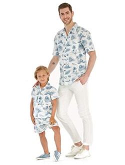 Hawaii Hangover Matching Father Son Hawaiian Luau Outfit Men Shirt Boy Shirt Shorts Classic White Flamingo