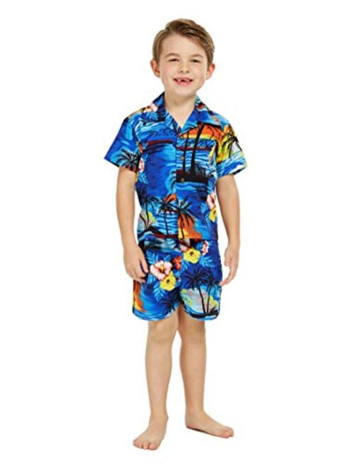 Hawaii Hangover Matching Father Son Hawaiian Luau Outfit Men Shirt Boy Shirt Sunset with Dolphin