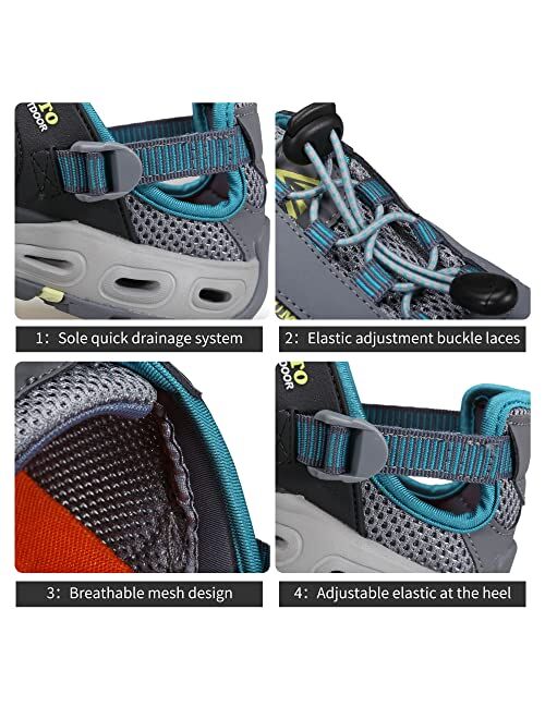 HUMTTO Womens Mens Water Shoes - Amphibious Hiking Sandal Closed Toe Outdoor Sandals Quick Drying Lightweight Breathable Non-Slip Aqua shoes Summer Water Sandals