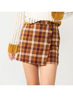 Juniors' SO Buttoned Faux Wrap Skirt