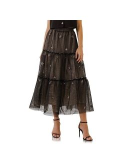 Star Sequins Mesh Layered Skirt