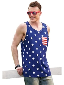 Arvilhill Mens 4th of July Tank Shirt Independence Day USA Flag Sleeveless American Flag Tank Tops
