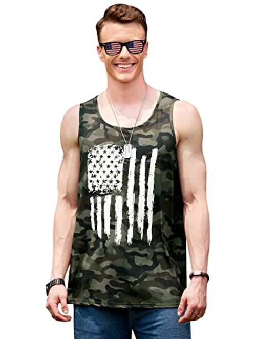 Arvilhill Mens 4th of July Tank Shirt Independence Day USA Flag Sleeveless American Flag Tank Tops