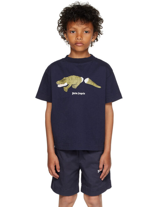 PALM ANGELS Kids Navy Croco T-Shirt