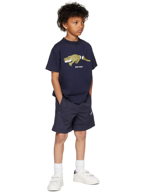 PALM ANGELS Kids Navy Croco T-Shirt