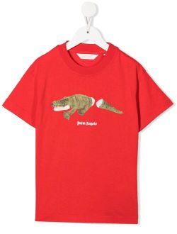 Kids crocodile logo-print T-shirt