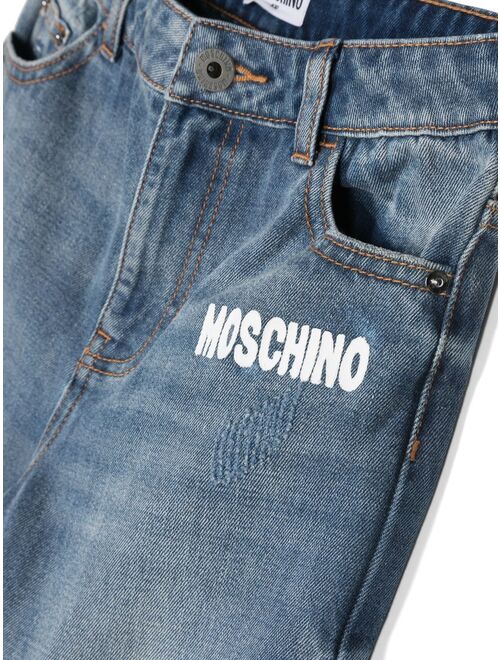 Moschino Kids logo-print straight jeans