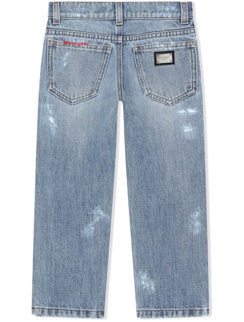 Dolce & Gabbana Kids distressed straight-leg jeans