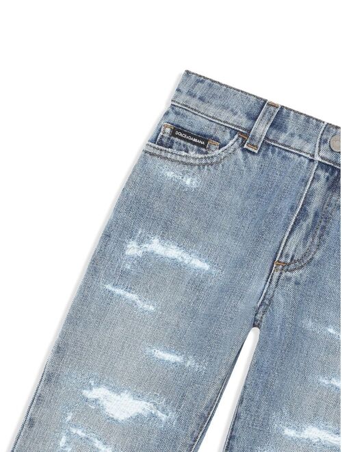 Dolce & Gabbana Kids distressed straight-leg jeans