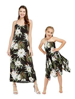 Hawaii Hangover Matching Hawaiian Luau Mother Daughter Maxi and Gypsy Dress in Wispy Cereus