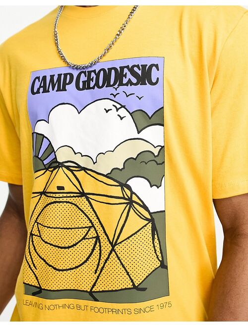 The North Face 'Camp Geodesic' chest print T-shirt in mustard