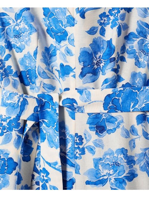 MANGO Women's Floral-Print Tie Jumpsuit
