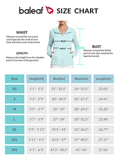 BALEAF Women's UPF 50+ Sun Protection Shirts SPF Jacket UV Hoodie Long Sleeve Shirt Running Hiking Outdoor Clothing
