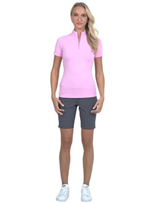 IBKUL Athleisure Wear Sun Protective UPF 50+ Icefil Cooling Tech Short Sleeve Mock Neck Top - 87000
