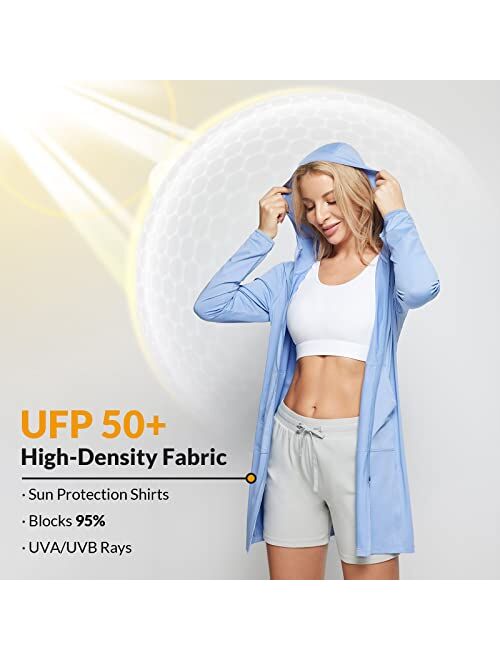 BALEAF Women's UPF 50+ Cover Up SPF Hoodie Long Jacket Beach Shirt Sun Protection Lightweight Swim Pool Suit