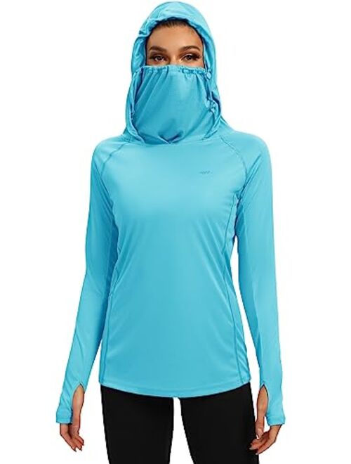 IUGA SPF Shirt Women Sun Protection Clothing UPF 50+ Hoodie with Face Cover UV Hiking Long Sleeve Shirts Lightweight Outdoor