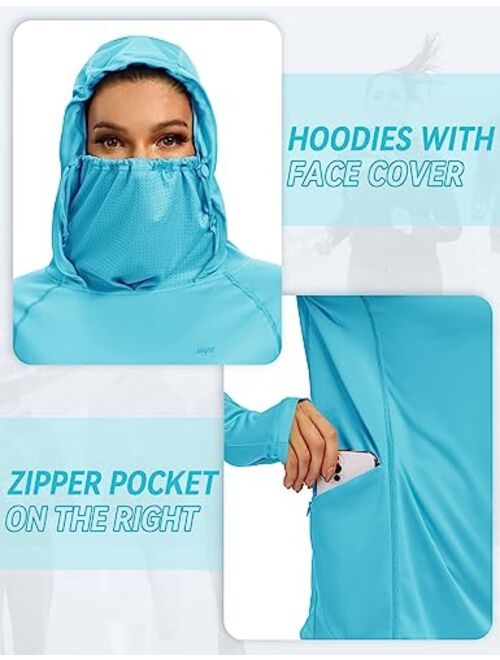 IUGA SPF Shirt Women Sun Protection Clothing UPF 50+ Hoodie with Face Cover UV Hiking Long Sleeve Shirts Lightweight Outdoor