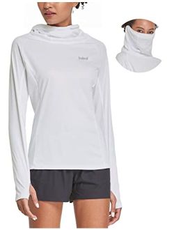 Women's Hiking Long Sleeve Shirts with Face Cover Neck Gaiter UPF 50  Lightweight Quick Dry SPF Fishing Running Hoddie