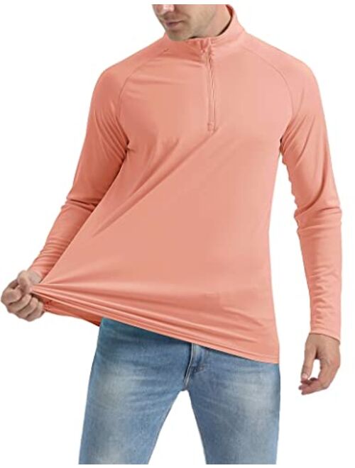 MAGCOMSEN Men's Long Sleeve Sun Shirts UPF 50+ Tees 1/4 Zip Up Fishing Running Rash Guard T-Shirts Outdoor Shirt