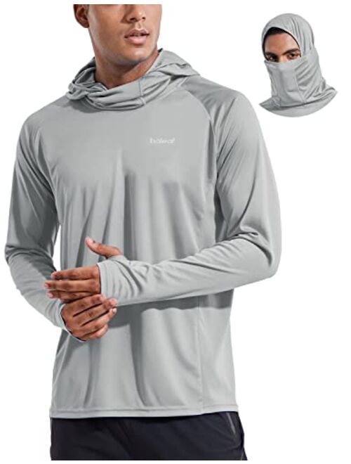 BALEAF Men's Sun Protection Hoodie Shirt UPF 50+ Long Sleeve UV SPF T-Shirts with Mask Rash Guard Fishing Lightweight