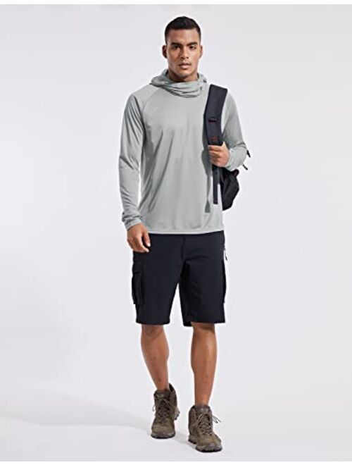 BALEAF Men's Sun Protection Hoodie Shirt UPF 50+ Long Sleeve UV SPF T-Shirts with Mask Rash Guard Fishing Lightweight