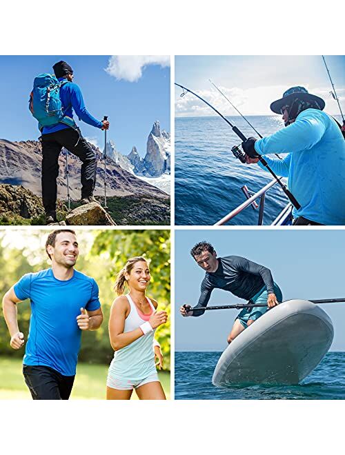Valano Mens Long Sleeve Shirts UPF 50+ Sun Protection SPF Lightweight Quick Dry T-Shirts Outdoor Hiking Running Fishing