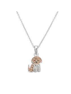 Charming Girl Sterling Silver Crystal Puppy Pendant Necklace